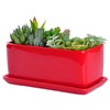 VanEnjoy 10 Inch Red Rectangle Ceramic Succulent Planter Pot Decorative