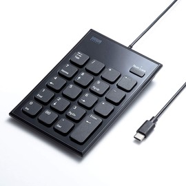 Sanwa Supply NT-23CBK Wired Numeric Keypad USB Type-C Connection Quiet Key Pantograph Black