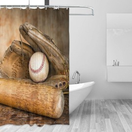 COOL estilo I Love Sport- Moda de béisbol personalizar Custom cuarto de baño cortina de ducha (tela de poliéster impermeable Anillos Incluidos, Colorido, 1