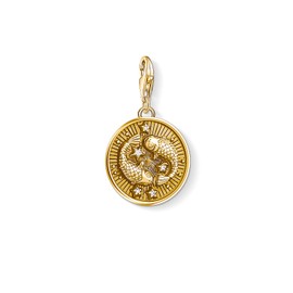 Thomas Sabo Men Women Charm Pendant Zodiac Sign Pisces Charm Club 925 Sterling silver 18k yellow gold plating 1651-414-39