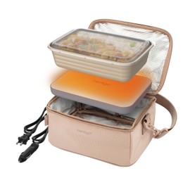 Bentgo Heat - Electric Lunch Bag & Food Warmer for Reheating Meals in Car, at Work & More - Heated Lunch Box Warmer for Adults, Students & Shift Workers, 12V/24V Auto & 120V Wall Cords (Sand)