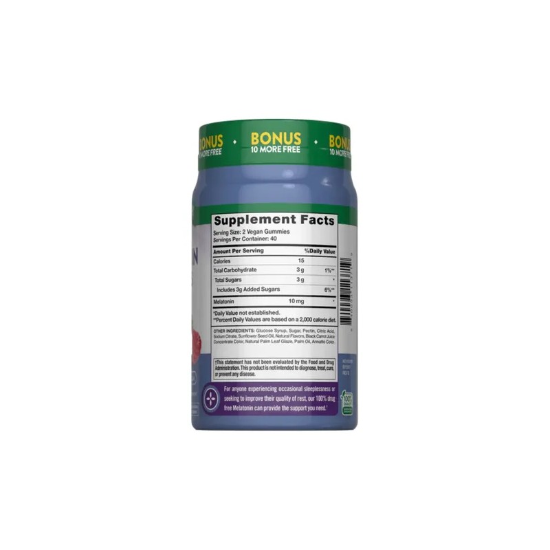 Melatonina 10 mg Gomitas Veganas Natures Truth Sabor Frutos Rojos