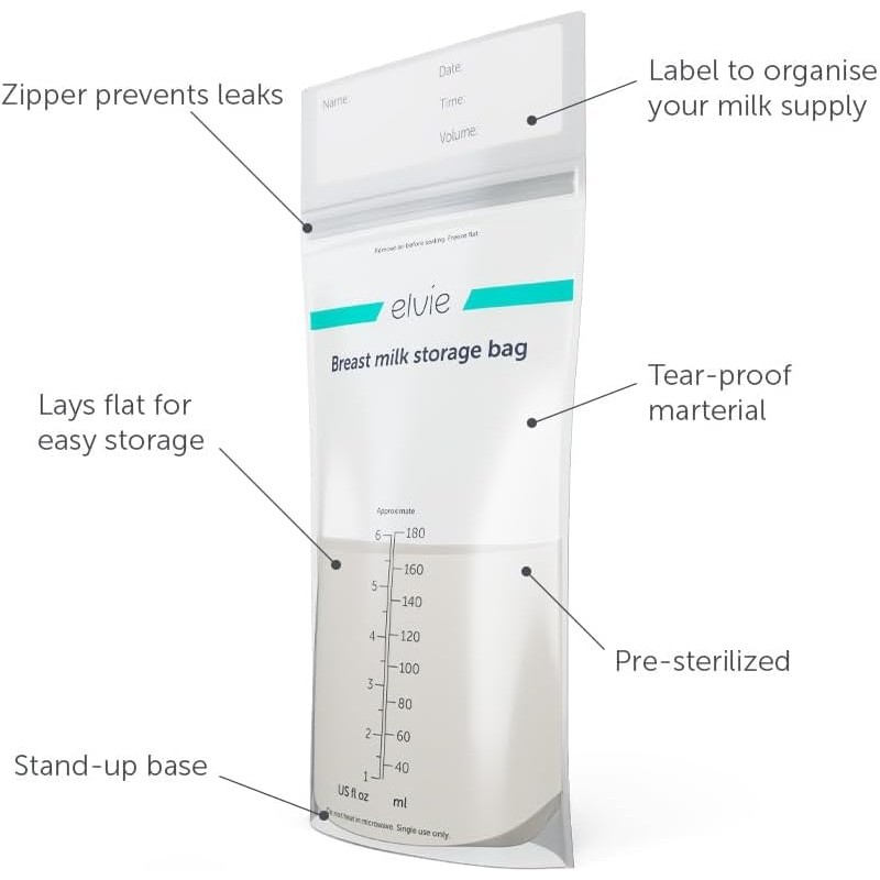 Elvie - Breast milk storage bags 180ml (100-PACK) - Store,