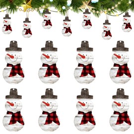 Maitys 36 Pcs Snowman Figure Wooden Christmas Snowman Hanging Ornaments Winter Snowman Christmas Tree Ornaments Decorations Farmhouse Xmas Tree Hanging Cutouts with Lanyard for Decor (White)