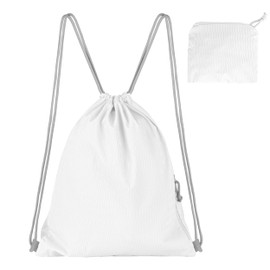 Lily queen Drawstring Backpack Sports Gym Bag Foldable Water Resistant Swim Bag for Women Men (White)