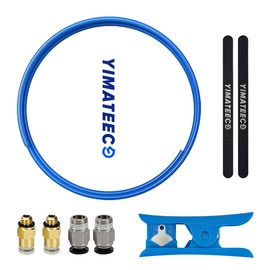 YIMATEECO PTFE Teflon Bowden Tube, 1M Teflon Tube with PTFE Tubing Fittings Cutter Set for 1.75mm Filament Bowden Extruder (Tube ID 2mm OD 4mm) 3D Printer Consumables (1M Teflon Tube, 8Pcs/set, Blue)