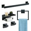 5-Pieces Matte Black Bathroom Hardware Accessories Set,SUS304 Stainless Steel Wall