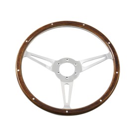 14'' Classic Riveted wooden steering wheel with 6 bolt and Horn Button