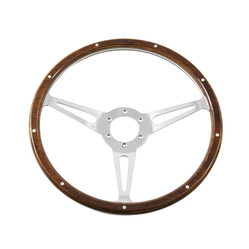 14'' Classic Riveted wooden steering wheel with 6 bolt and