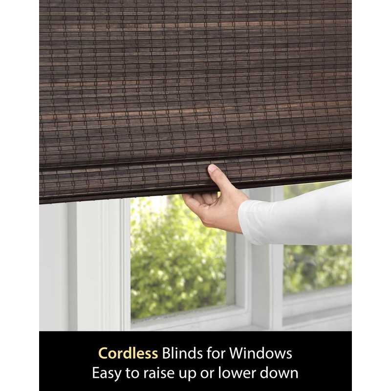 UNISHADES Cordless Bamboo Roman Shades for Windows, Size (26.5" W