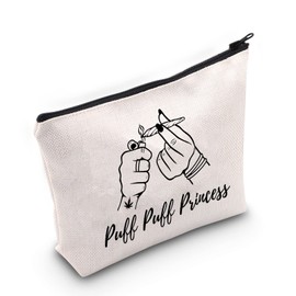 G2TUP Weed Lover Gift Puff Puff Princess Makeup Bag Weed Leaf Cosmetics Case Zipper Travel Pouch Gifts for Women Stoner Friends (Puff Puff Princess White)