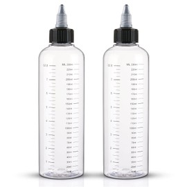 Cosywell Applicator Bottle for Hair Dye 8.5oz 2 Pack With Graduated Scale, Twist-On Top Tip Cap, Empty Plastic Color Oil Squeeze Bottles