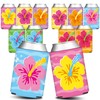 HAPPARTY 12PCS Hawaiian Hibiscus Tropical Can Sleeves, Luau Beverage Drinking