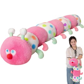 CASAGOOD 35.4 Inch Caterpillar Stuffed Animals Colorful Plush Toys Hugging Pillow Jumbo Soft Plushies Doll (Pink)