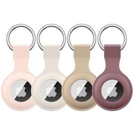 4-Pack Silicone AirTag Holder with Keychain for Kids and Pets