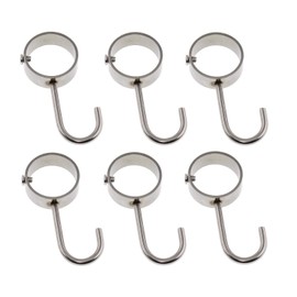 Ulifestar Stainless Steel Kitchen Hanger Hooks,Heavy Duty Rod Tube Rail Hanger Hooks for Hanging Pots and Pans,Towels,Oven Mitts,Fits for 25mm/1" Dia Rod,6 Pack (25mm Diameter)