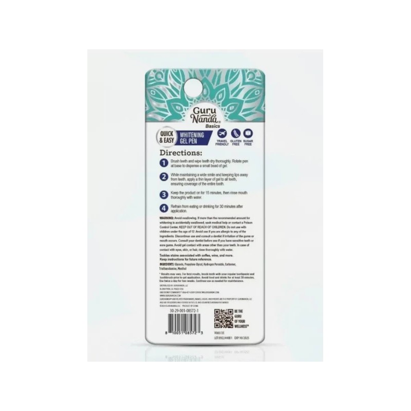 Gurunanda Basics Pro Formula Whitening Gel Pen, 2 ct.