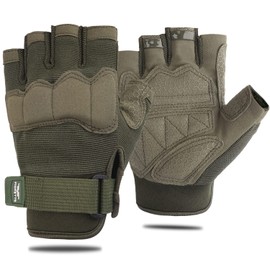 FIORETTO Mens Womens Fingerless Padded Motorbike Gloves Half Finger Gloves for Cycling Hiking Climbing Walking Dogs Driving Cars Outdoor Sports