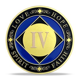 4 Year NA Medallion Gold Plated Narcotics Anonymous Coins Birthday Anniversary Token Recovery Gift