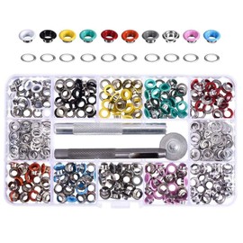 JZK Grommet kit with fixing tools, 300 PCS multicoloured 5mm mini small grommets eyelets set and bottom rings for crafts making clothes jeans hats shoes repair