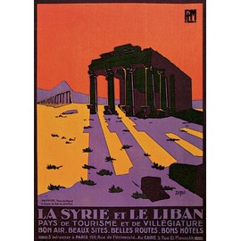 Syrie Liban Syria Syrian Arab Republic Republic of Lebanon Travel Tourism 12" X 16" Image Size Vintage Poster Reproduction