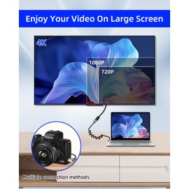 YANBORONSN 4K Left Angle HDMI Coiled Cable 2.2FT,90 Degree Short HDMI to HDMI Cable, Spring Spiral HDMI 2.0 Cable 4K@120Hz 18Gbps for Camera/TV/Capture Cards/Tablet (Left Angle)