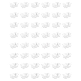 Sterilite Storage Basket, Plastic Basket to Organize Closets, Shelves or Countertops in the Kitchen or Bathroom, White, 48-Pack