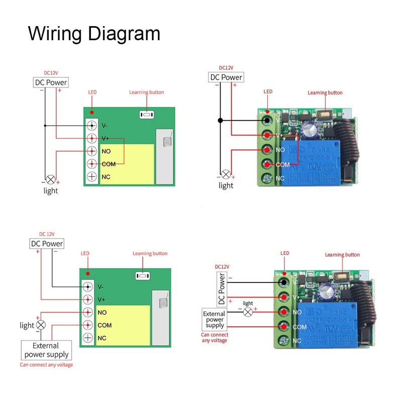 QIACHIP 433Mhz Universal Wireless Remote Control Switch DC 12V 1CH