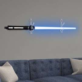 GUIIYLGG - Soporte de pared para sable de luz transparente de plexiglás Katana, soporte para espadas, sable de luz, soporte de pared para varita Wakizashi, soporte de exhibición de 2 niveles, transparente