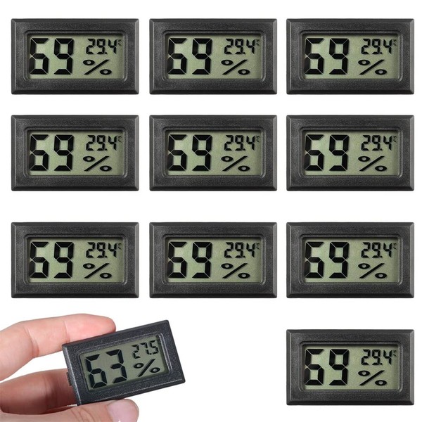 Rojuna 10-Pack Mini Thermometer Hygrometer, Small Digital Electronic Temperature Humidity