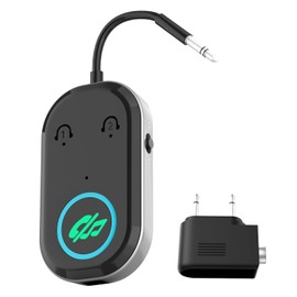 Bluetooth 5.3 Transmitter Receiver, 28H Long Playtime, Dual Connection, 10m Range, Mic for Calls, 2-in-1 Wireless Aux Bluetooth Adapter for TV, Airplane, Headphone, Airpods, Speaker, Car (BR08)