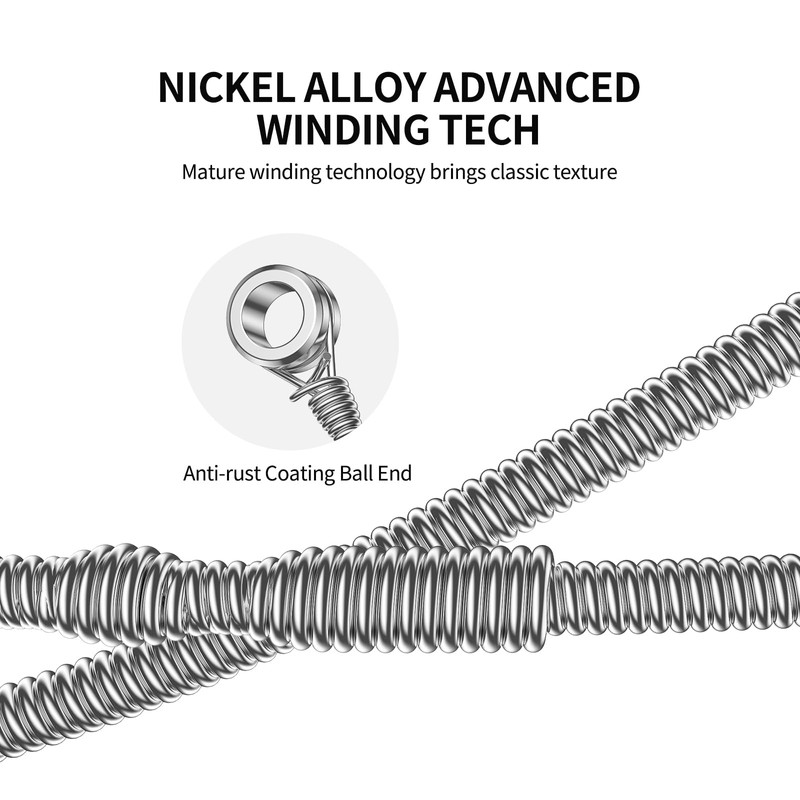 LEKATO Electric Guitar Strings, Nickel-Plated Hexagonal Steel with Nano Coating,