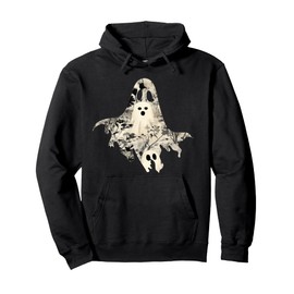 Whimsical Ghost and Floral Pattern – Perfect For Gothic Fans Pullover Hoodie