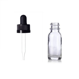 Unbranded Clear 1oz Boston Round Glass Bottles with Child Resistant Droppers 30ml - 1 Clear Bottle