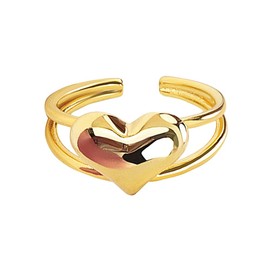 Chengxun Retro Tmperament Love Heart Shape Opening Adjustable Ring Valentine's Day Girls Favourite Gift