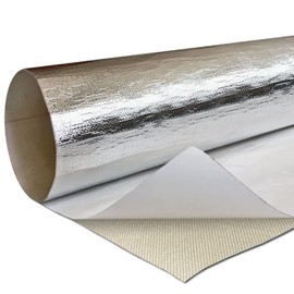 Electriduct Adhesive Backed Aluminized Radiant Heat Shield Barrier Tape Aluminum Fiberglass Protection Auto Exhaust Shielding High Temperature Metal Wrap Hose Cover - Silver 8" x 24"