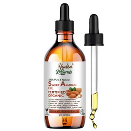 Hydra Naturals 100% Pure & Sweet Almond Oil – for Skin, Hair, Massage, Nails, Cuticles, Ears, Face, Body, Stretch Marks - Natural Skin Care, Carrier Oil for Aromatherapy 120ml