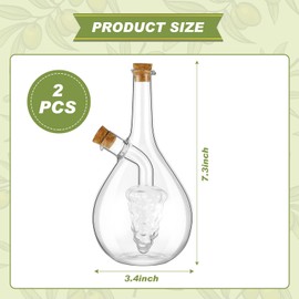 2 Pcs Olive Oil and Vinegar Dispenser Set 2 in 1 Glass Oil Bottles for Kitchen Olive Soy Sauce Dispenser Cruet Dispenser Double Pourer Spout Stoppers Oil Vinegar Cruet Cooking Container (Modern)