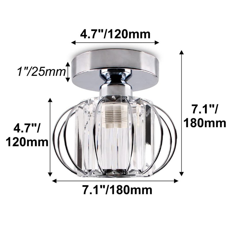 FRIXCHUR Small Chandelier Semi Flush Mount Ceiling Light Fixture Chrome
