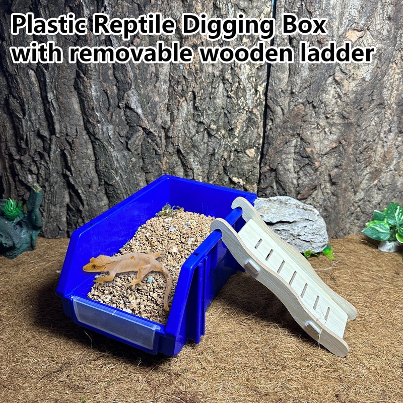 Reptile Digging Box Plastic Leopard Gecko Burrowing Habitat Hide Box