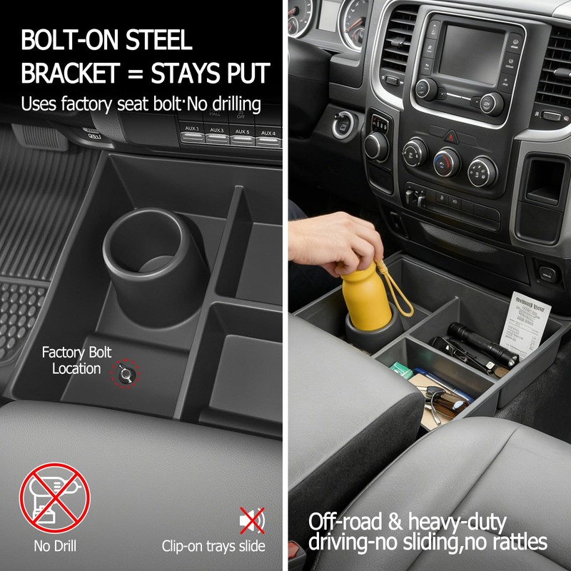 Center Console Floor Organizer for 2013-2018 Dodge Ram 1500 &