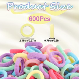 Baby Hair Bands 600 Pcs,Small Hair Bands,Cotton Baby Hair Bobbles,Colorful Elastics Hair Bobbles for Girls Ponytail Holder Accessoriesfor Thick Thin Curly and Straight
