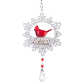 The Bridge Collection Forever Remembered Red Cardinal Memorial Snowflake Ornament - Sympathy Keepsake Gift for Loss of Loved One