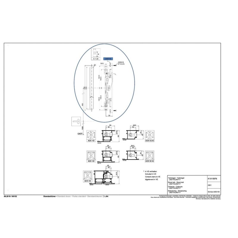 Schüco Folding drive bolt 240716, concealed