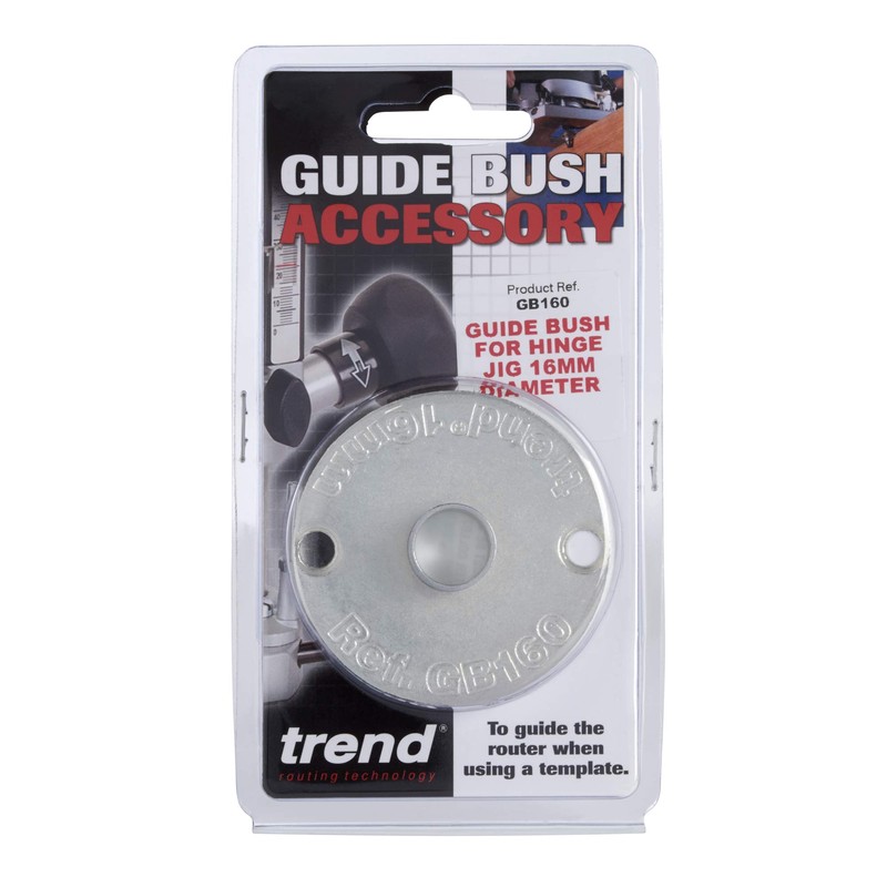 Trend Hinge Jig Guide Bush, 16mm x 10mm Spigot for