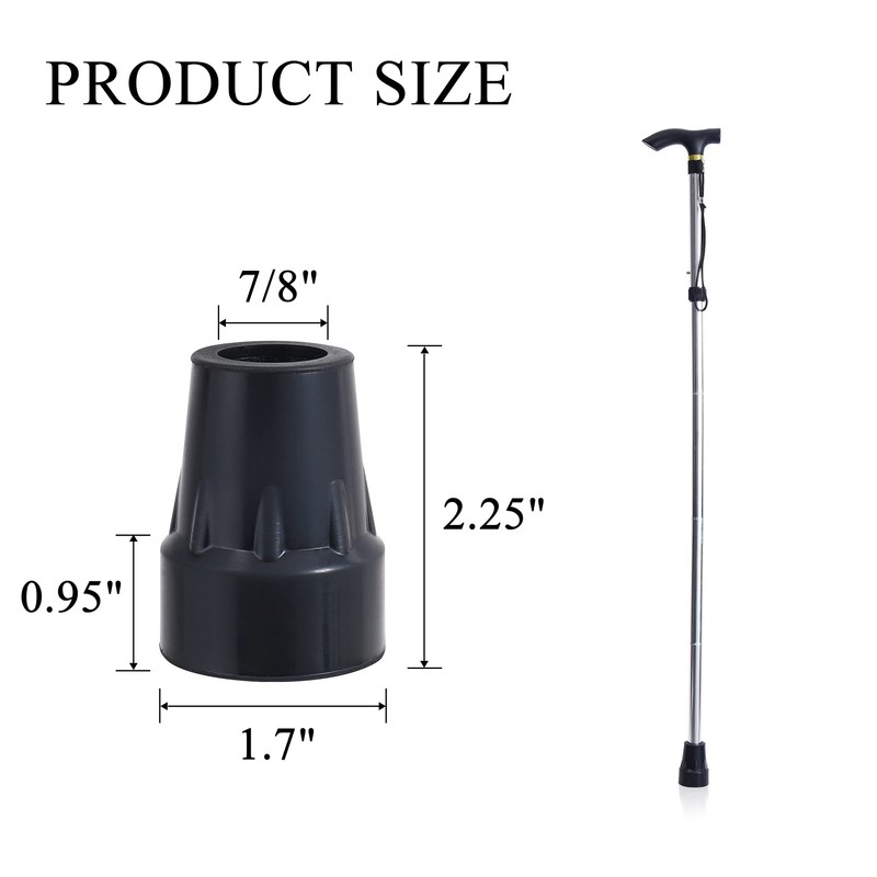 Kotiorname Rubber Cane Tips 7/8 Inch Cane Tips Replacement, Black,