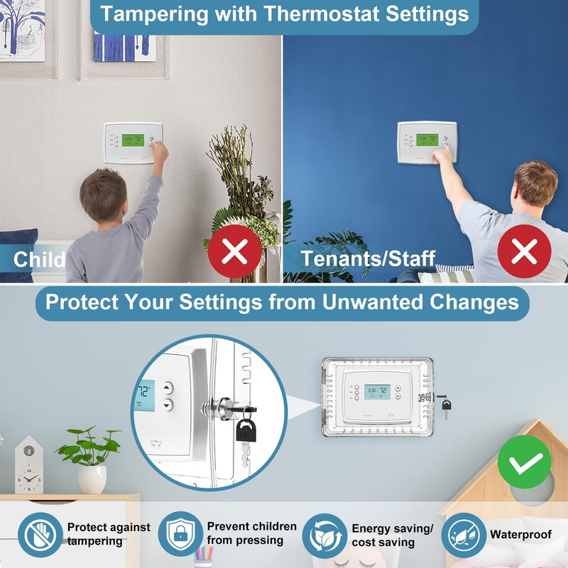 Thermostat Lock Box Cover with Key, Thicken Heavy Duty Universal