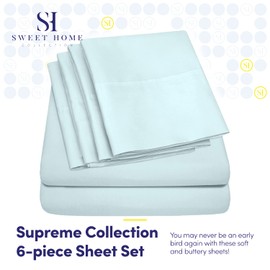 Full Size Bed Sheets - 6 Piece 1500 Supreme Collection Fine Brushed Microfiber Deep Pocket Full Sheet Set Bedding - 2 Extra Pillow Cases, Great Value, Full, Aqua