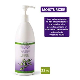 Crema reparadora de la piel Medline Remedy con olivamina, 32 oz. frasco, ligeramente perfumado, para pieles secas y agrietadas