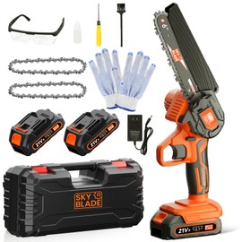 SkyBlade 6 Inch Mini Chainsaw Cordless, Portable Electric Chainsaw, for Wood Cutting, Tree Trimming, Courtyard, Household, and Garden Orange